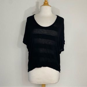 LF Lanston Black Burnout High Low Batwing Soft Stretch Top Size XS Retro Casual